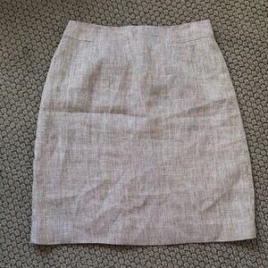 Talbots Black and White Patterned Lined Irish Linen Skirt